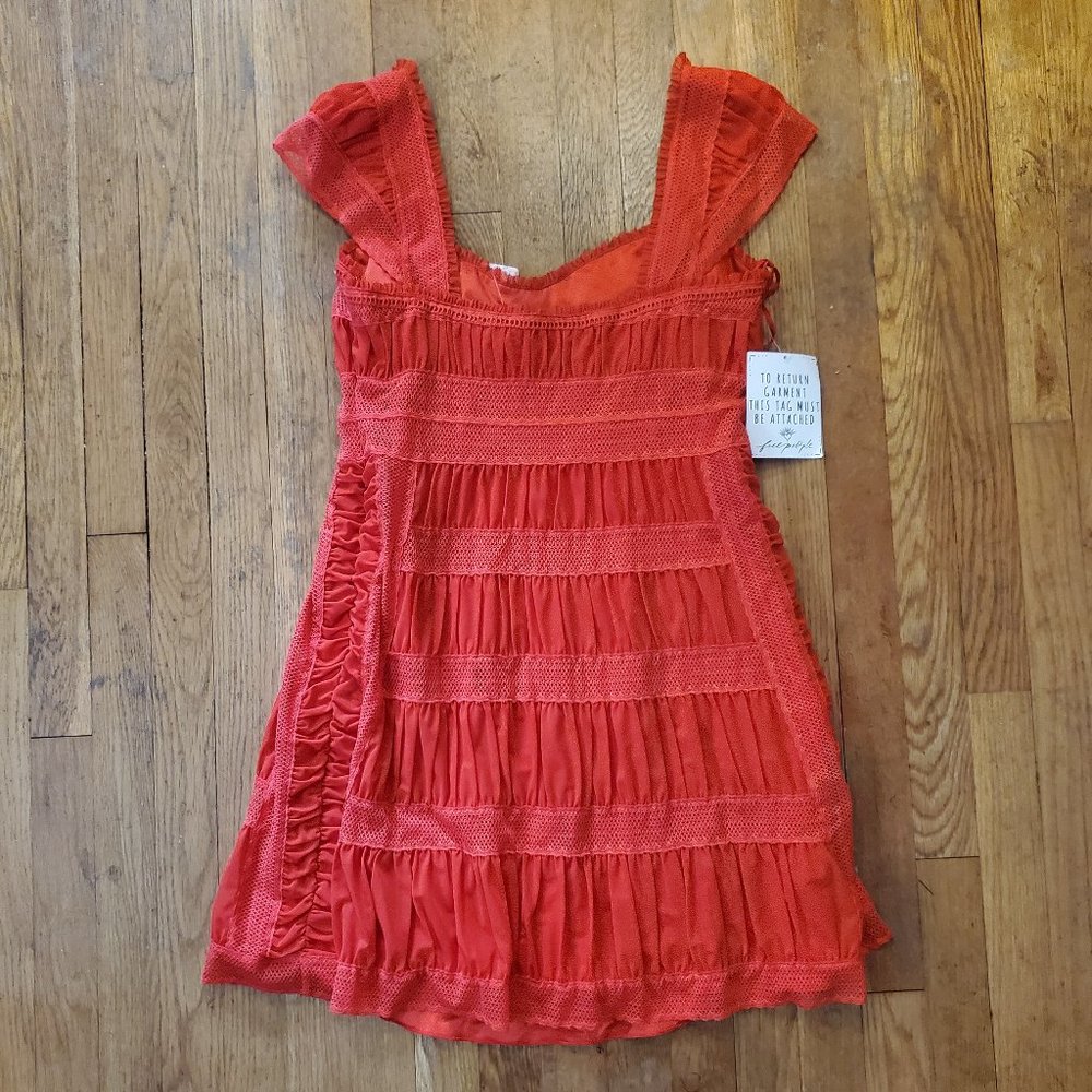 Free People Alicia Lace Mini Dress, red Sz 12 NWT! - Picture 10 of 10